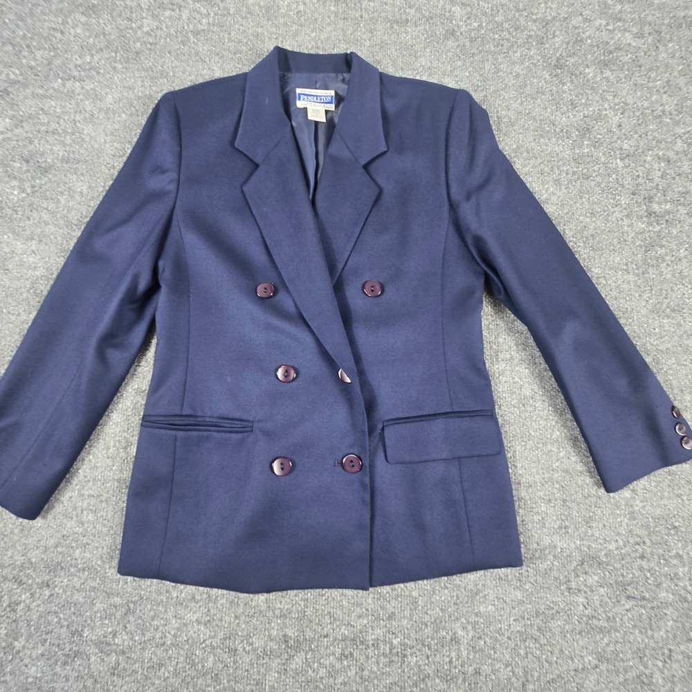 Pendleton Blazer Women 4P Navy Blue Wool Double Breasted Petite Jacket